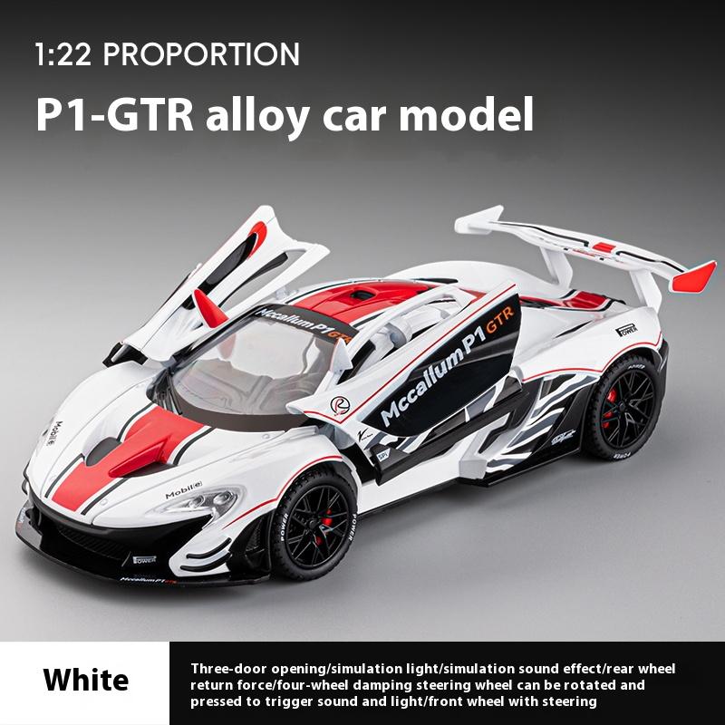 1:22 McLaren P1 GTR Supercar Alloy Metal Diecast Model Car Sound & Light High Simulation Model Vehicle Gifts With Boyfirend Box