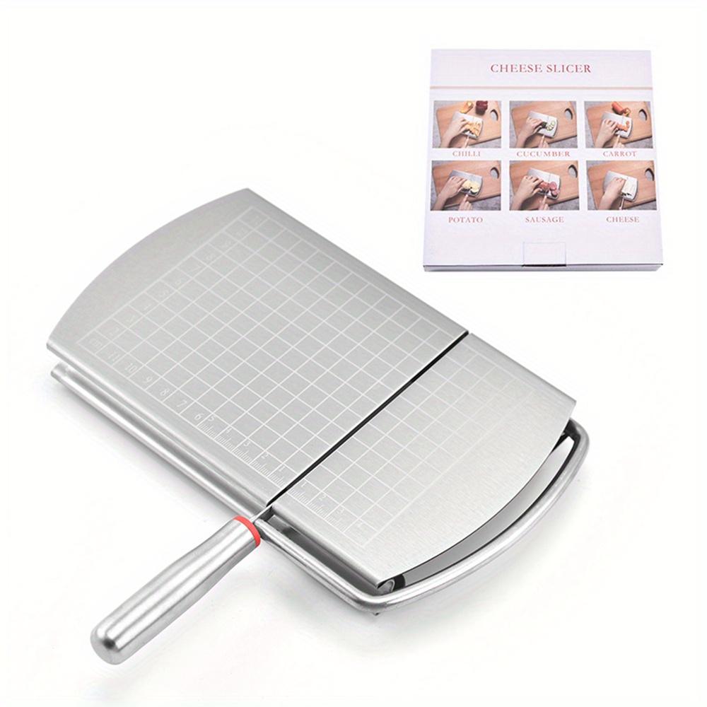 1PC Stainless Steel Cheese Cutter with Graduated Slicer, Household Baking Tool, Butter Cheese Splitter