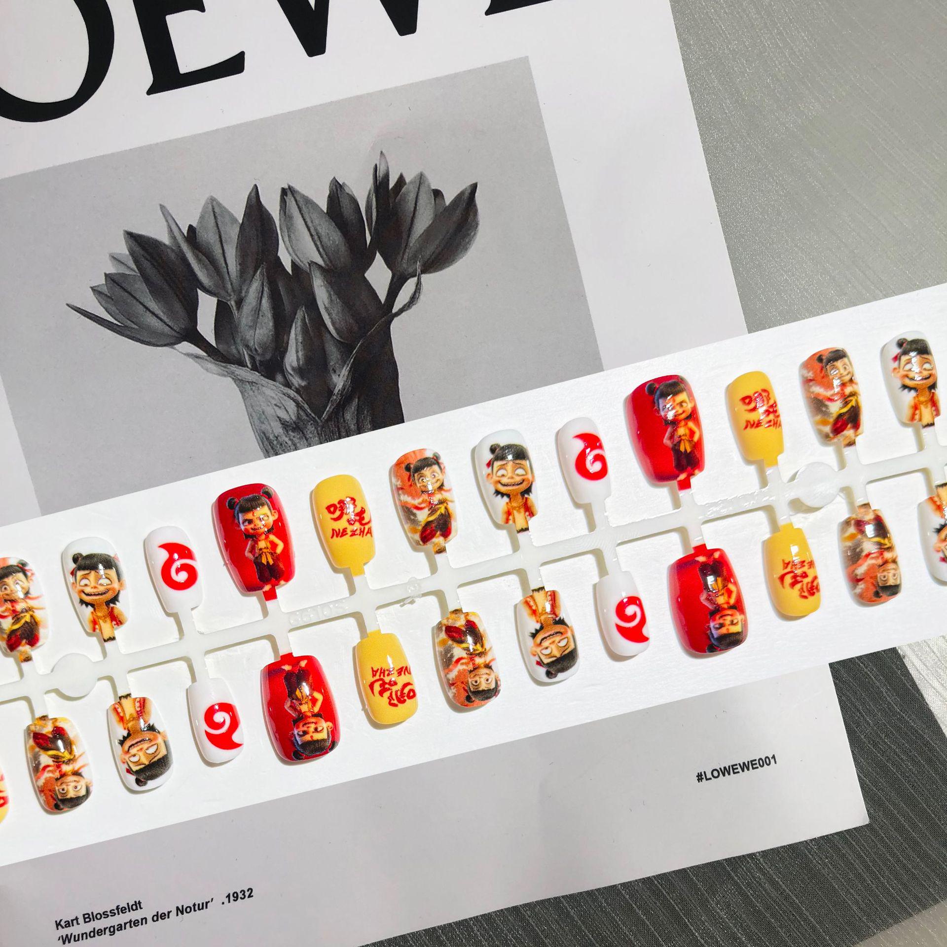 

Милые мультяшные аниме накладные ногти Нечжа - Демонический ребенок, будоражащий море, патчи для нейл-арта.