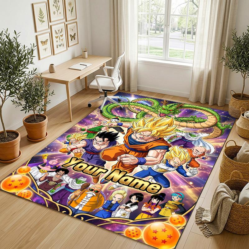 Personalized Crystal Velvet Carpet,Dragon Ball Custom Printed Name, Plush Area Rug For Home Indoor Decor