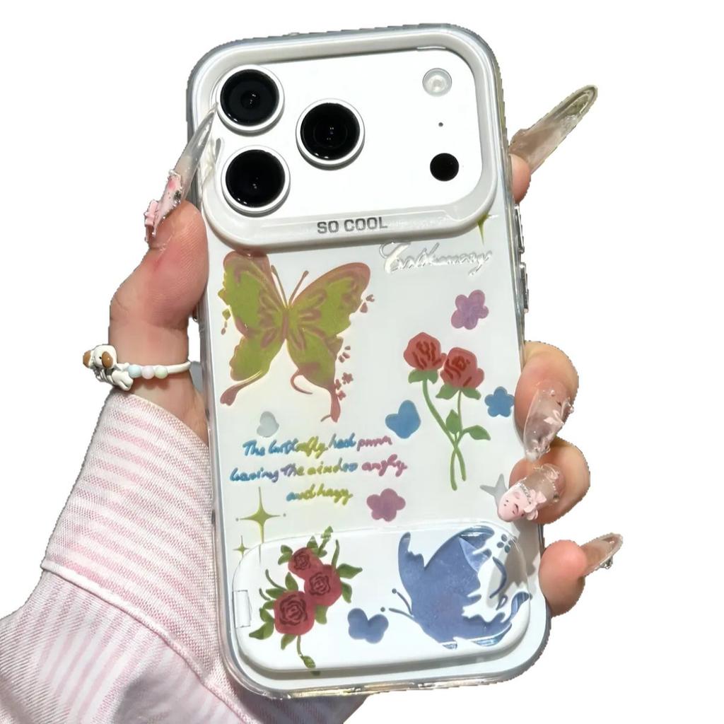 The Butterfly Flower Stand Is Suitable for iPhone 17/iPhone 15/16 Pro Max Huawei Pura80 Matte Silver