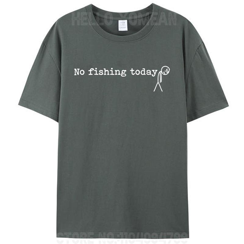Heute kein Angeln Lustiger Trauriger Strichmännchen Angelwitz Damen Herren 100% Baumwoll-T-Shirt Kleidung Rundhals Freizeit-Tops