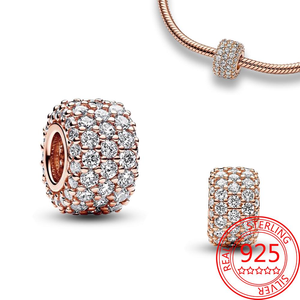 Full Of Zirconium Copper Rose&Lotus&Crown&Bow&Feather Heart&Turtle&Thick Wide Beads Fit Brand Bracelet Diy Jewelry