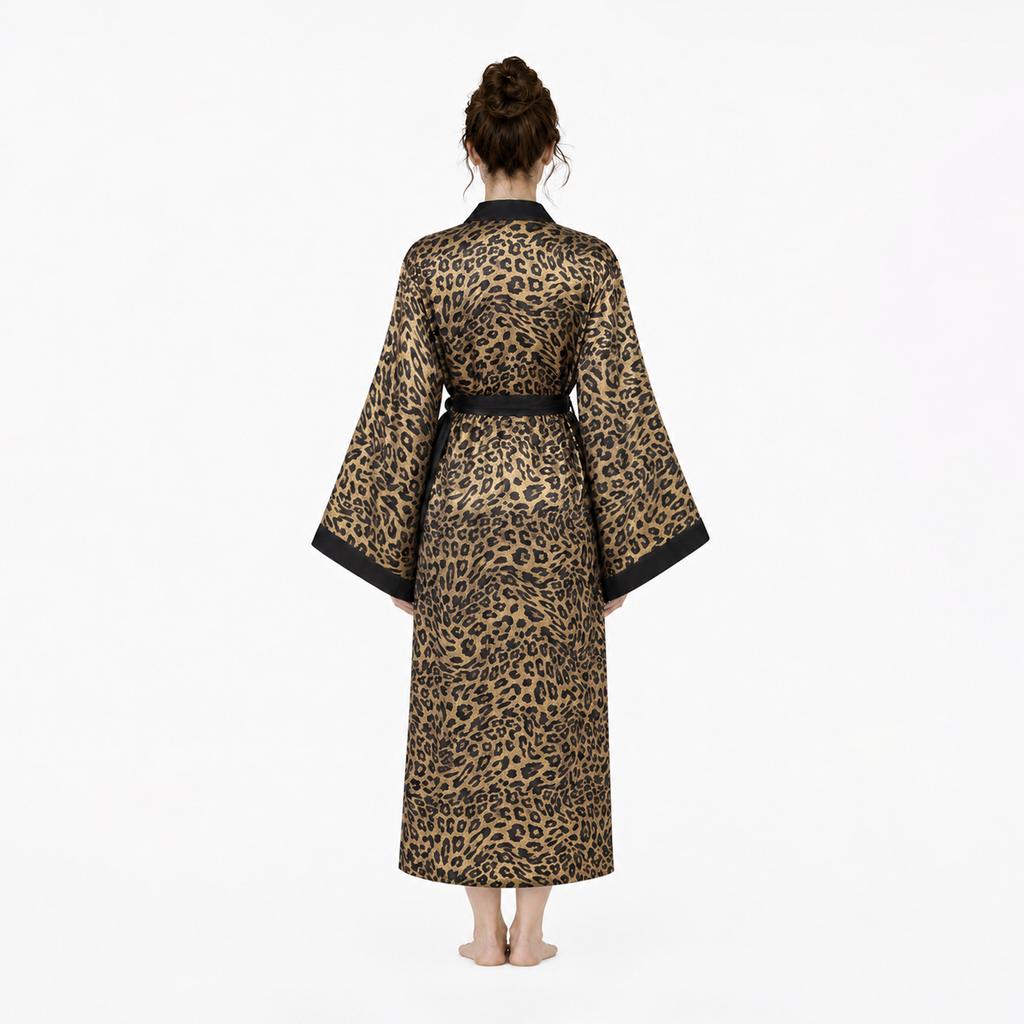 Women's Elegant Satin Dressing Gown Lightweight Bathrobe Loungewear