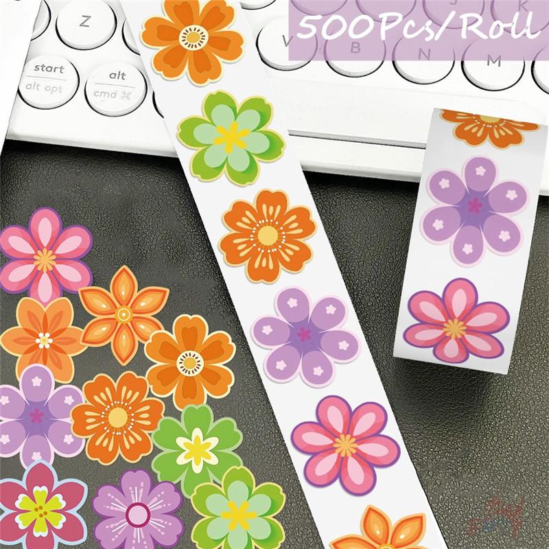 500Pcs/Roll Danish Flowers Art Kids Rewards Stickers - DIY Scrapbooks Album Decor Sealing Label Decals