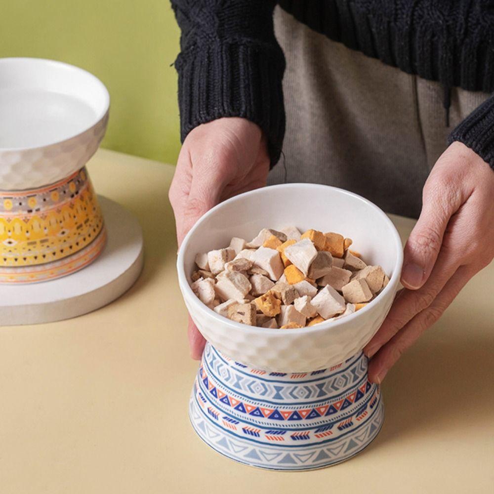 Ceramic Cat Bowl Creative Pet Drinking Feeder Bohemian Style Dog Food Feeding Basin  Pet Snack