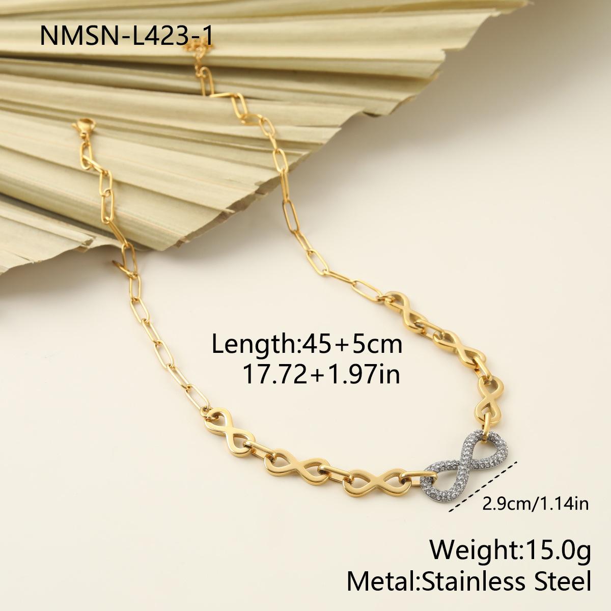 GEMCHIC Women s 18K Gold Plated Stainless Steel Infinity Symbol Crystal Rhinestone Necklace and Bracelet Set Fashion Jewelry Set