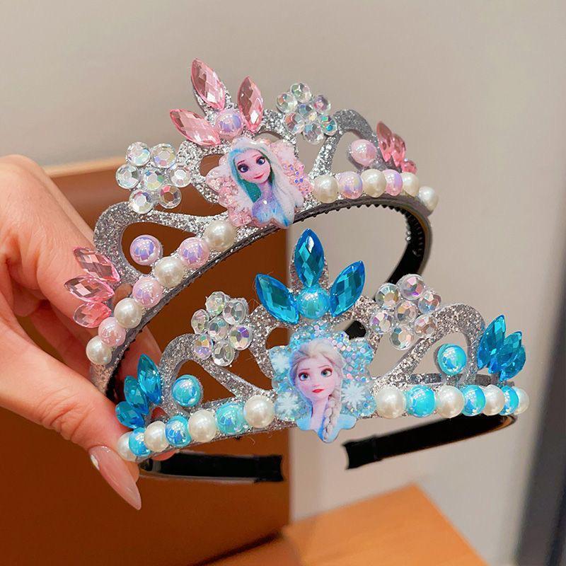 Elsa Frozen Blue Rhinestone Pearl Crown Headband for Children