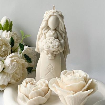 Moule à Bougie en Silicone 3D Santa Maria DIY Moule à Bougie Savon Artisanat en Plâtre Portrait de Princesse Boîte à Argent Portative Décoration de Maison