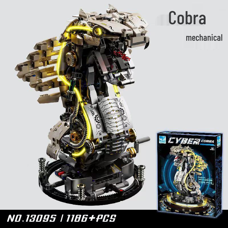 US & Japan Semi-Mechanical Shark and Movable Model Parrot Building Blocks with Lights - Punk Assembly Toy