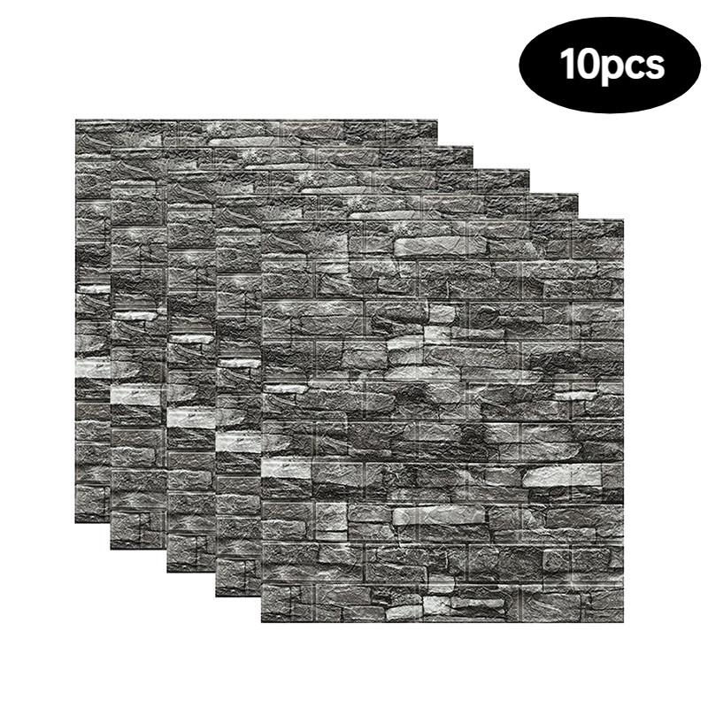 10PCS 3D Wall Sticker Wallpaper Brick Sticker XPE Foam Self-Adhesive Anti-Collision Wallpaper for Kitchen Living Room Bathroom Corridor