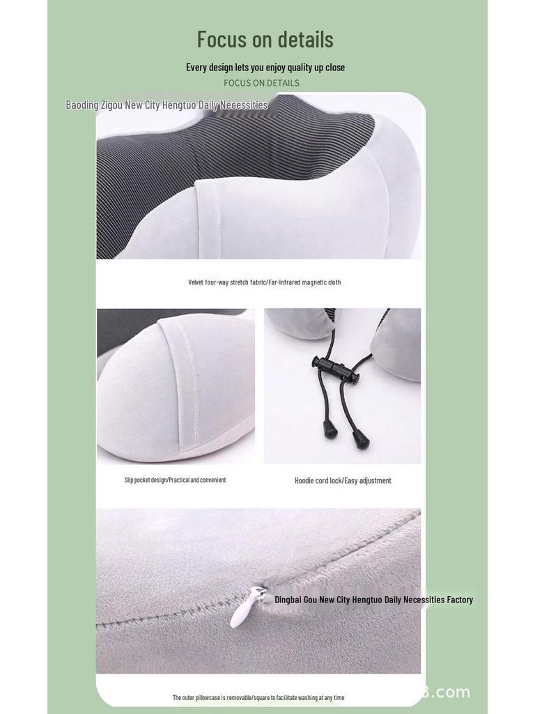 U-förmiges Nackenkissen aus Eisseide und Memory-Schaum: Anpassbare, Langsame Rückfederung, Tragbare Kopfstütze für Nickerchen im Büro und Reisen