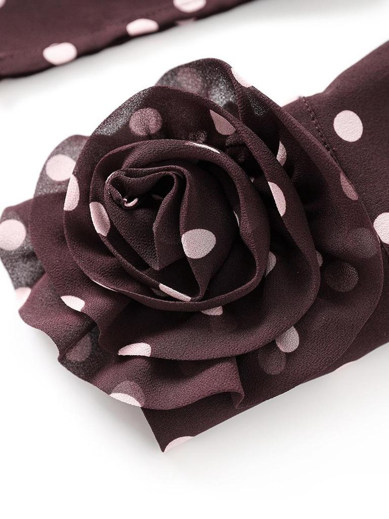 Elegant French Polka Dot Chiffon Shirt: Stylish Bow Design for Early Spring