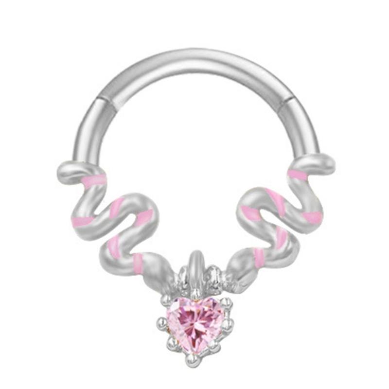 Crystal Nose Piercing Silver Color Septum Ring Stainless Steel Accessory for Ear Helix Cartilage Body Accessories