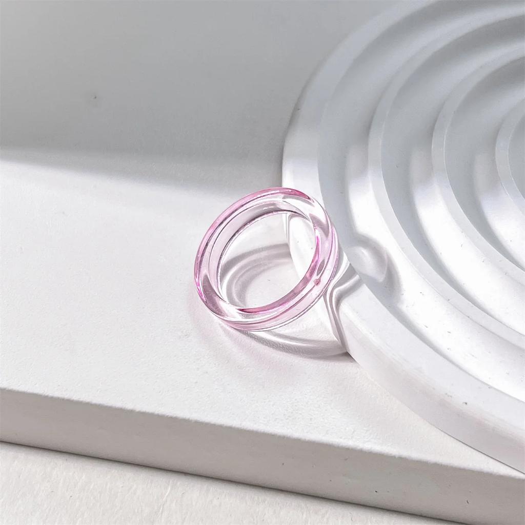 Solid Vintage Ring For Women Transparent Colorful Acrylic Resin Ring Korea Fashion Geometric Aesthetic Jewelry Trend Punk Rings