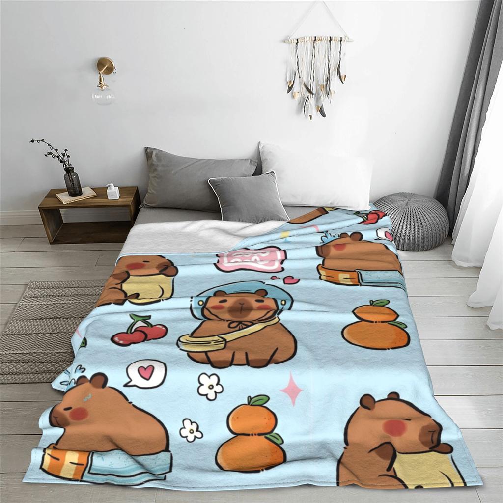 Cute Capybara Capibara Animal Blanket Fleece Printed Breathable Super Warm Throw Blankets for Bedding Travel Bedspread
