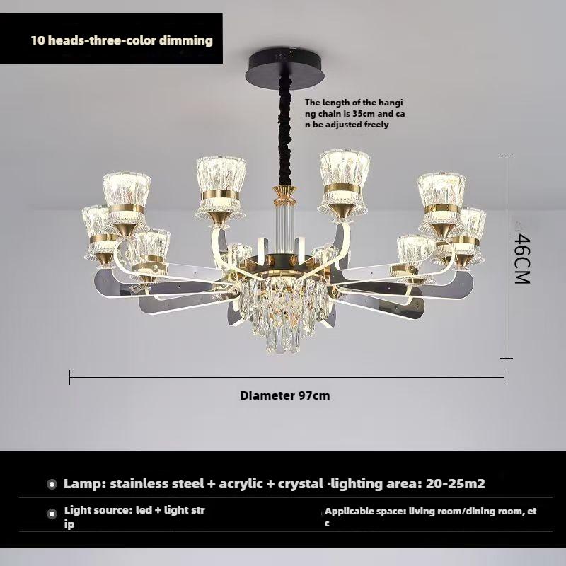 Modern Minimalist LED Crystal Column Villa Hall Main Light Restaurant Bedroom Lamps