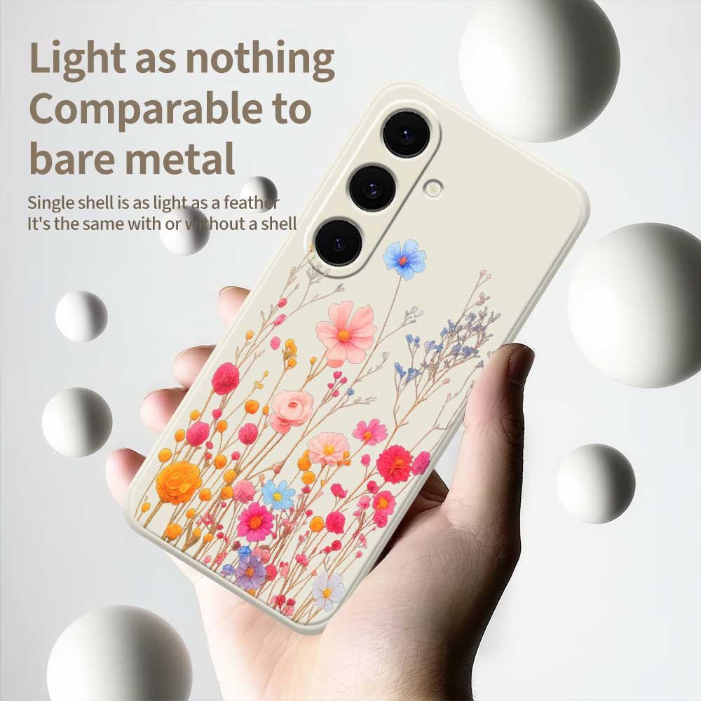 For Samsung Galaxy S25 FE Case Flower Branches Pattern Printing Straight Edge TPU Phone Back Cover