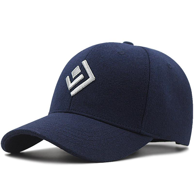 

Бейсболка с большим обхватом головы Зимняя шерстяная теплая шапка Мужская новая кепка большого размера XL (above 60cm) темно-синий