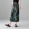 Fashionable printed pleated skirt 2026 summer thin commuting versatile mid length A-line skirt