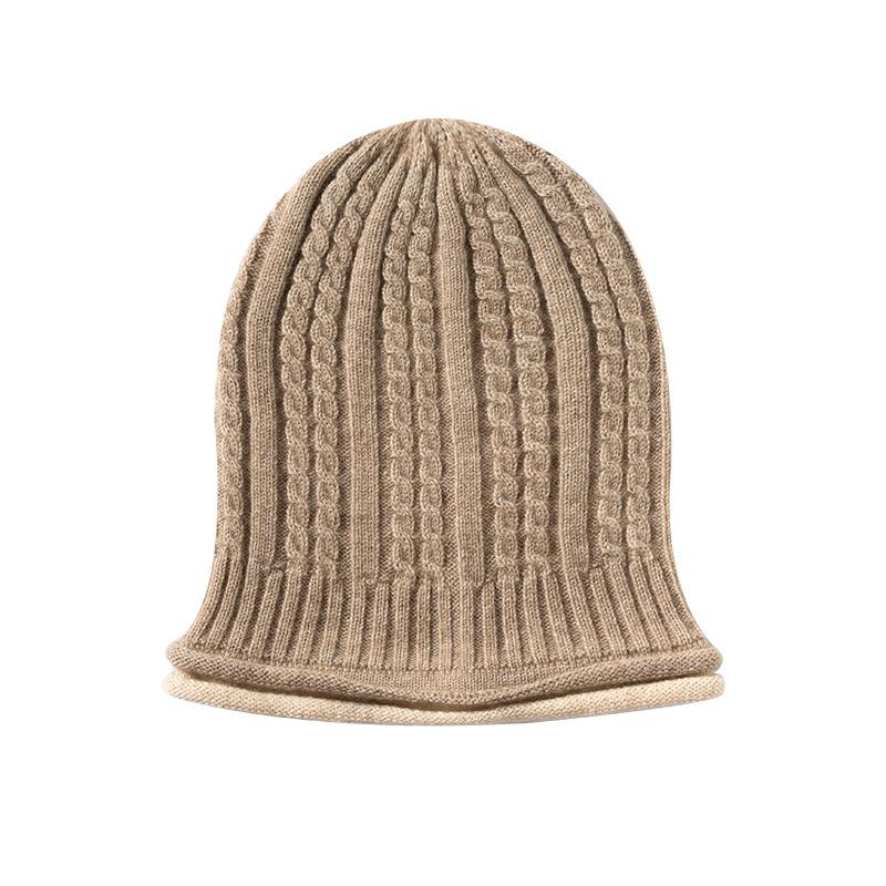 Cashmere Autumn and Winter New Women's High End Knitted Outdoor Warm Twist Ear Hat Knitted Casual Baotou Hat