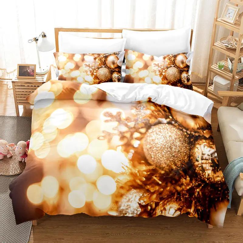 Christmas Bedding Set Duvet Cover Polyester Comforter Cover Pillow Case 3D Queen King Double Full Twin Single 3PCS 2PCS Bedroom