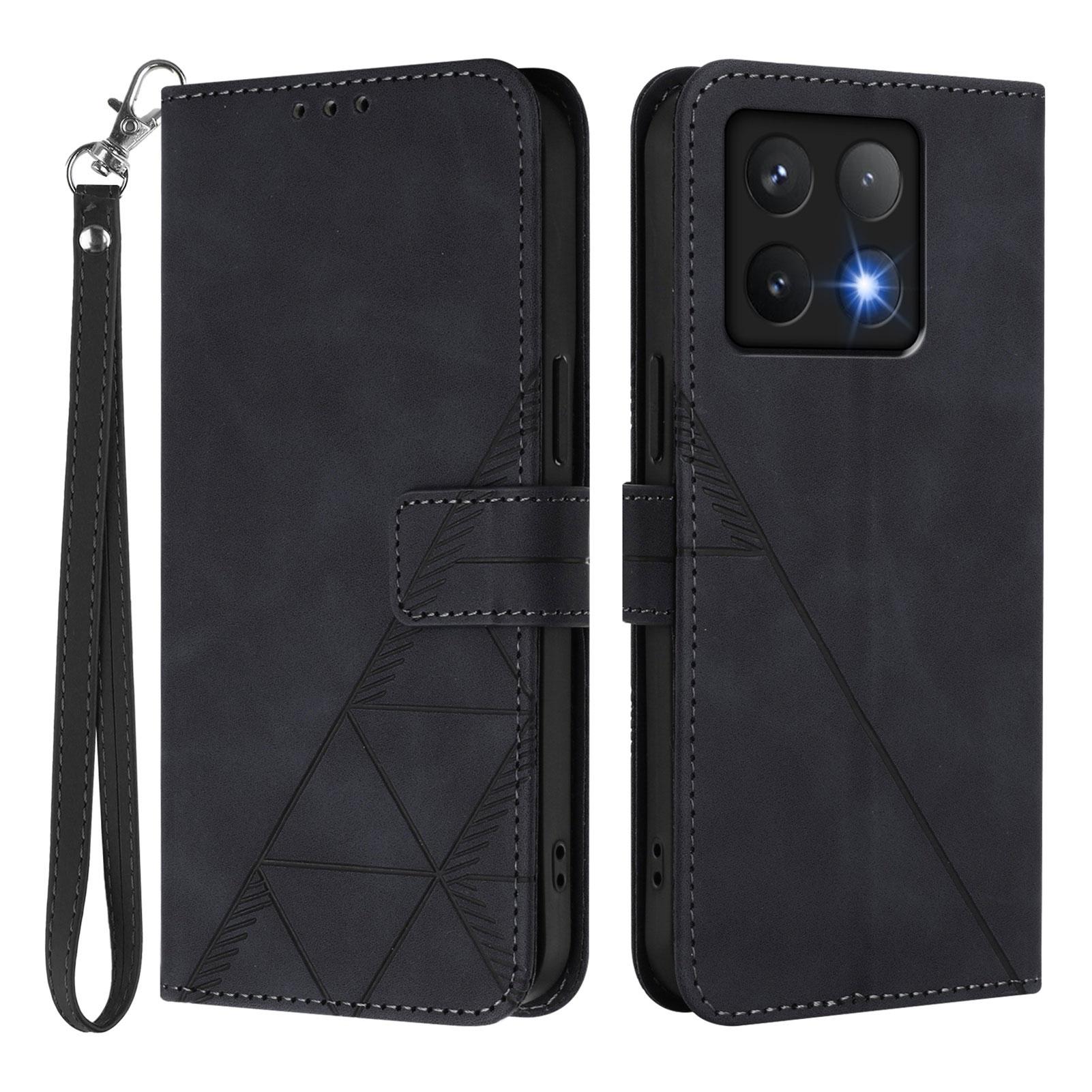 

For Xiaomi 14T Pro Leather Case with Hand Strap Wallet Stand Phone Cover Black
