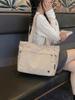 Cross-border Multi-compartment Commuter Tote - Large Capacity Solid Color Shoulder Bag for Outdoor Travel