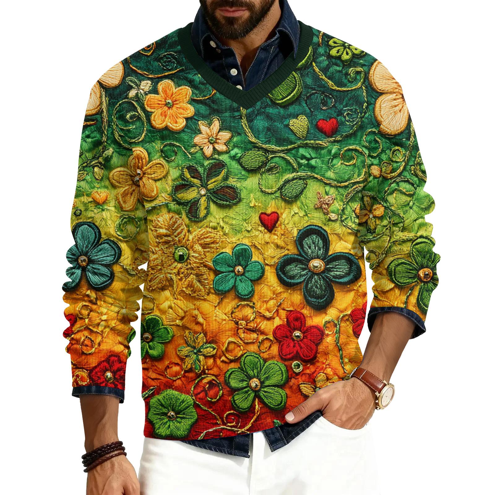 

Мужской пуловер с V-образным вырезом, длинными рукавами и рубчатой вязкой XL жёлтый