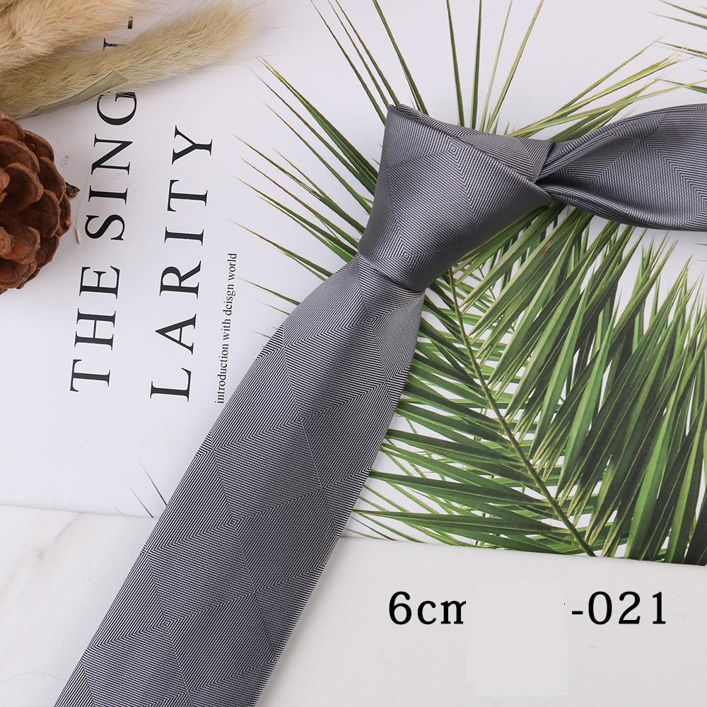 Men's Trend Business Casual Narrow 6cm Polyester Jacquard Tie Solid Color Striped Tie