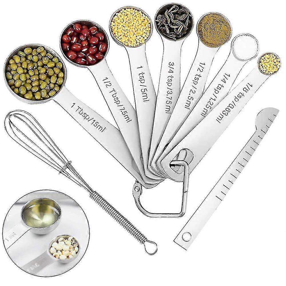 Set Of 9 Stainless Steel Measuring Spoons - The Complete Set