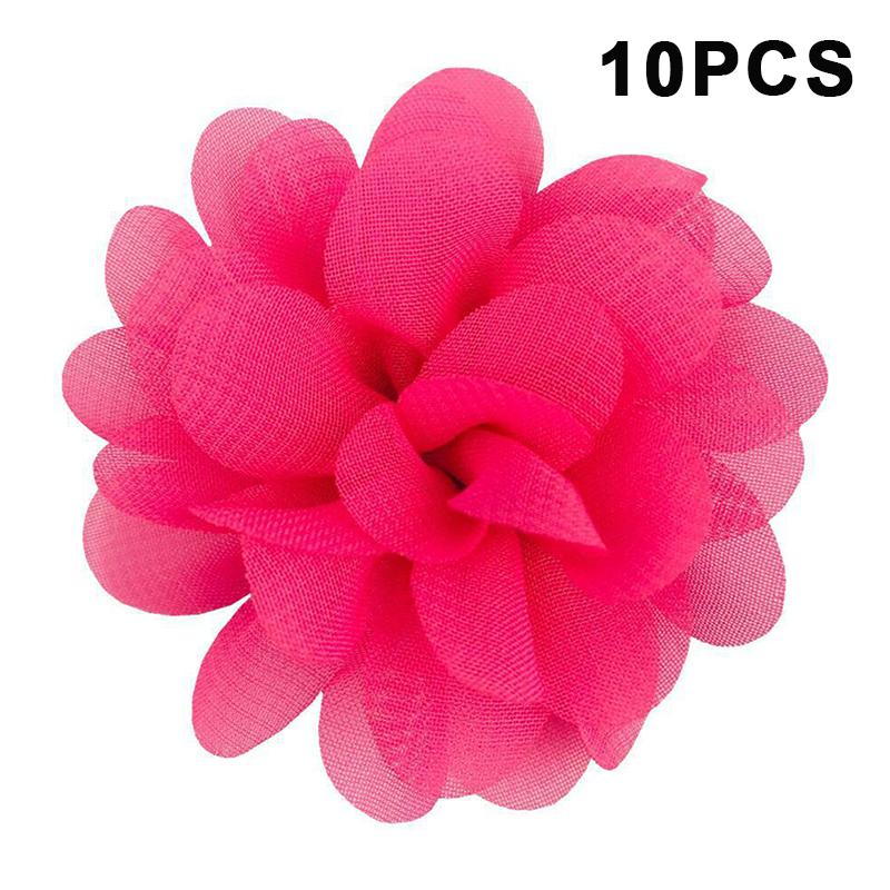10Pcs 3.5Cm Chiffon Flower Hair Bows Fully Lined Flower Tiny Hair Clips Fine Hair Girls For Infants Toddlers Set