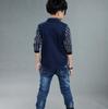 Teen Baby Kids Boys Long Sleeve Stripe Fastener Gentleman Shirt Tops Clothes