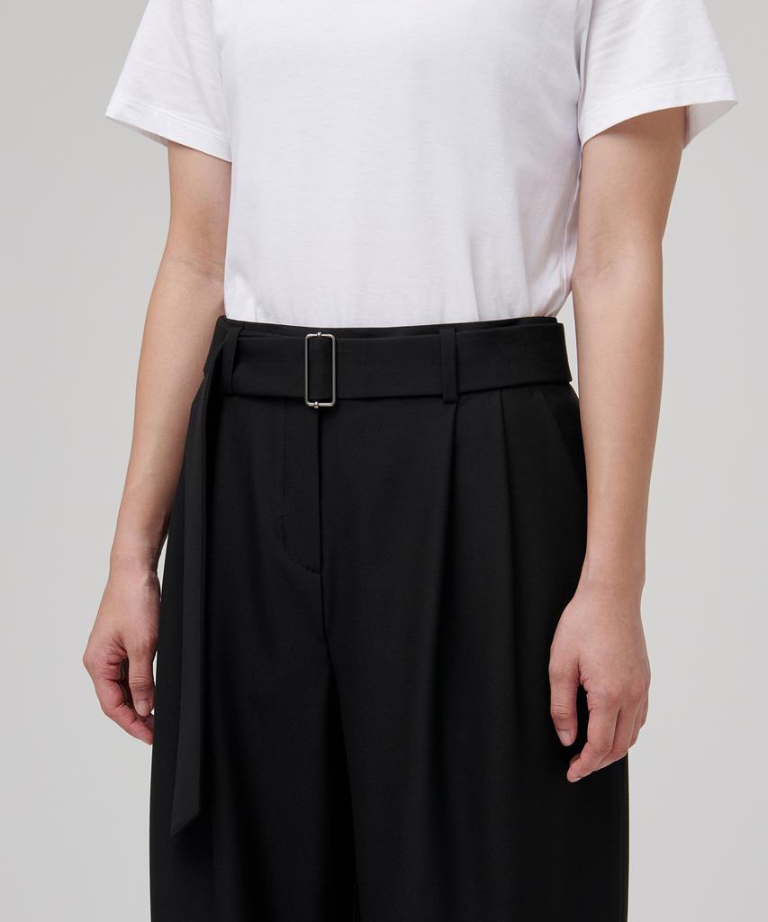 MUSINSA STANDARD WOMAN Women'S Real Wide Belted Slacks [Black]