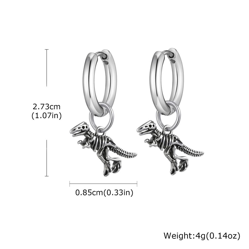 Men's Dinosaur Hoop Earring,Anti Allergy Tyrannosaurus Rex Skeleton Earrings,Jurassic Dinosaur Enthusiast Earring Gift