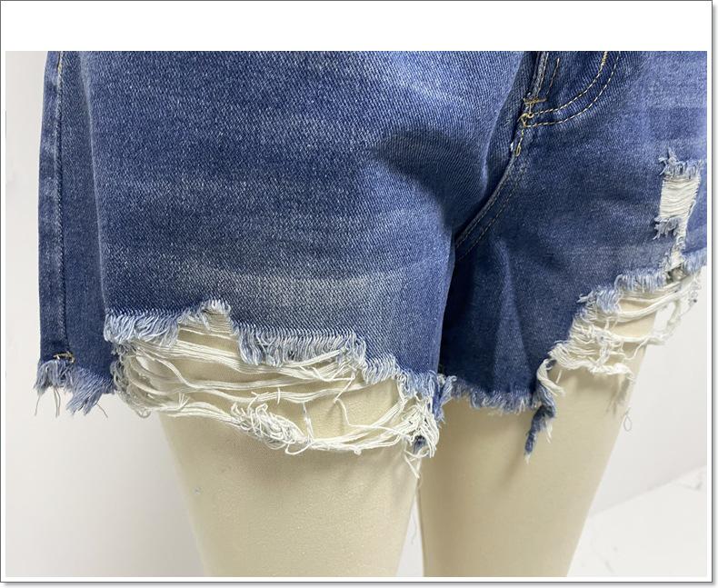 Pantaloncini di Jeans Estivi Donna 2025 Stile Europeo e Americano Vita Alta Strappati