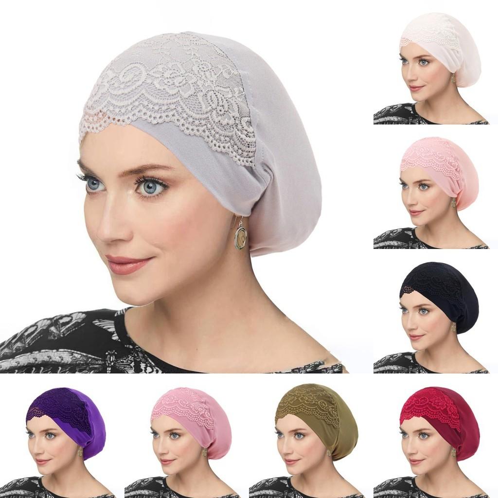 Ladies Lace Cross Headscarf Cap With Soft Lightweight Fabric For Casual Wear