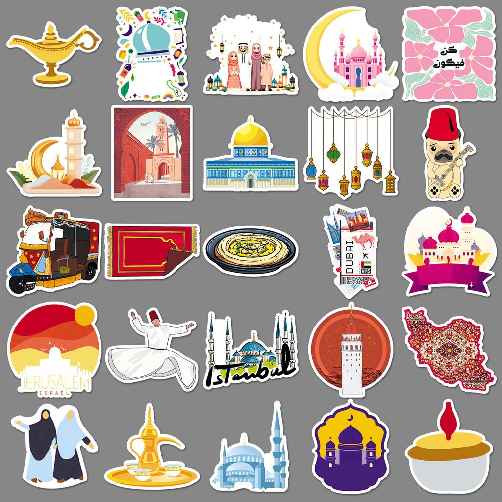 50 Middle East Graffiti Stickers Personalized Outdoor Landscape Travel Decoration Water Cup Mobile Case Suitcase Stickers