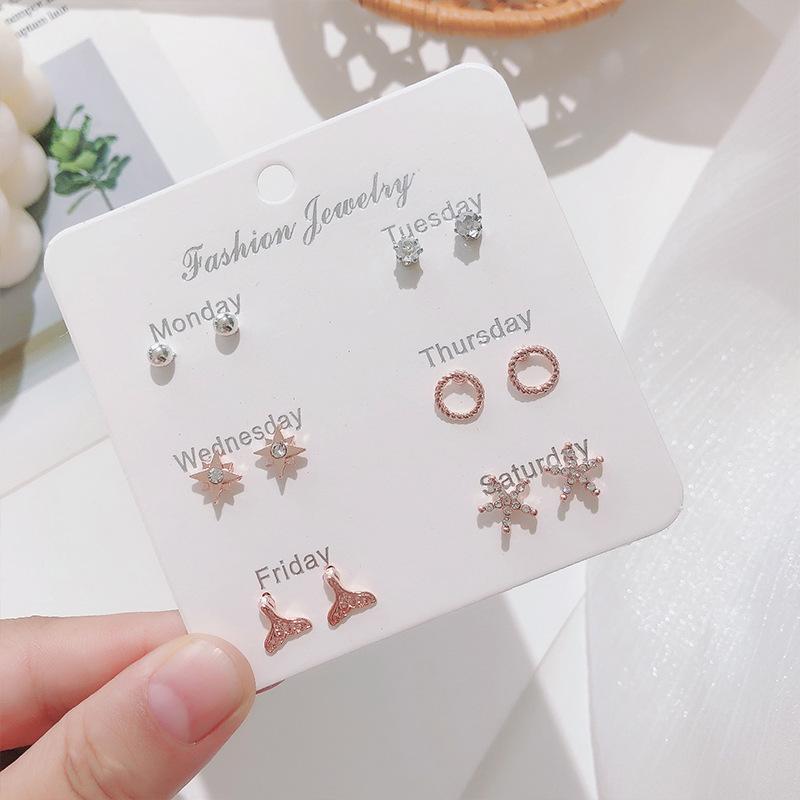 YANG&RH Fashion OL Pearl Heart-shaped Stud Earring Set E0111-1 Oil-Drip Metal Earrings Studs Niche and High-End
