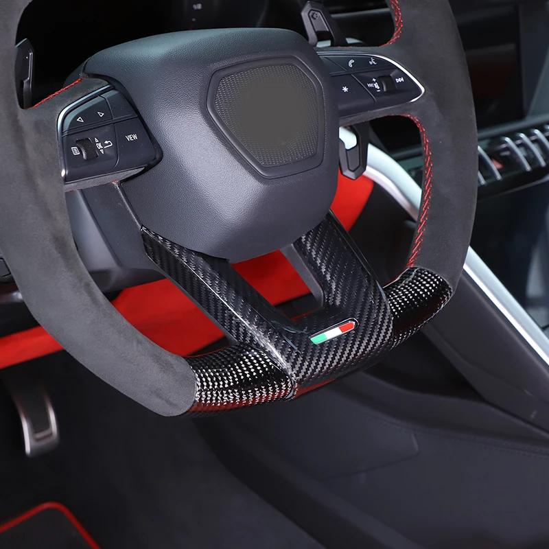 Real Carbon Fiber Car Styling Steering Wheel Decorative Frame Panel Cover Trim For Lamborghini URUS 2018-2026 Car Accessories