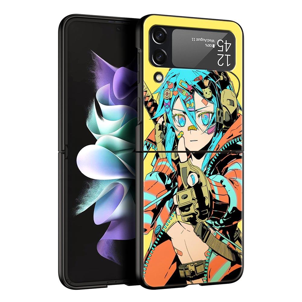 

Japanese Style Anime Girl Phone Case for Samsung Galaxy Z Flip 3 4 5 Shell For Samsung Z Flip3 Flip4 Hard Fundas Bumper Cover Samsung Z Flip 5