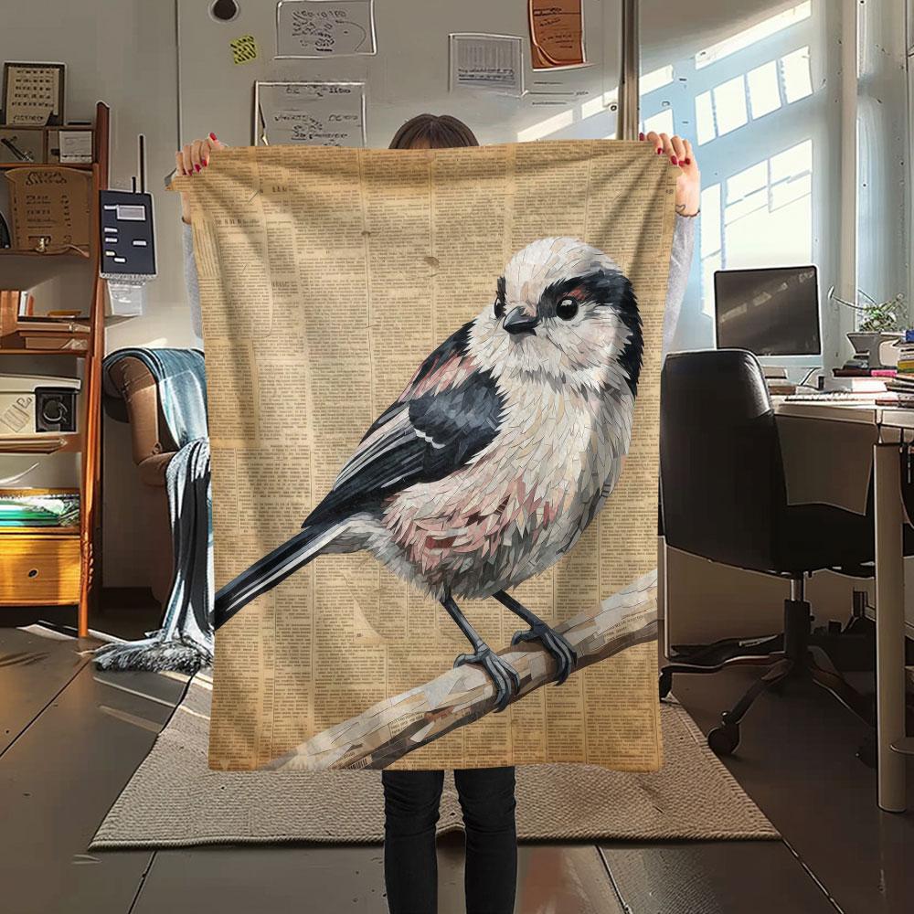 1Pc Stickerbird Print Flannel Blanket, High quality Comfortable for All Seasons, Home Decor, Warmth and Comfort, Perfect for Christmas Gifts