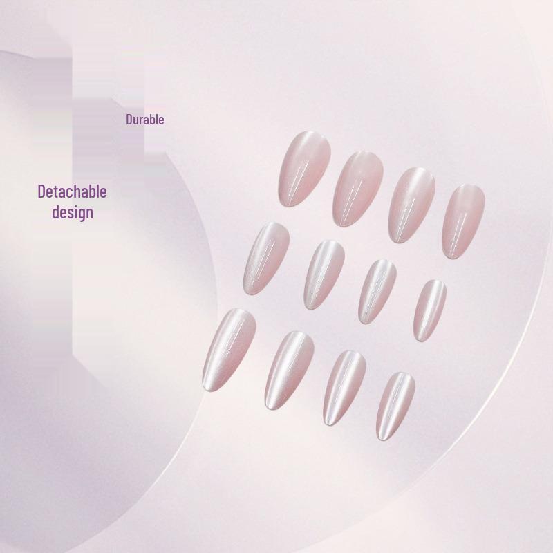 Nude Gradient Cat Eye Almond Wearable Nail Patches