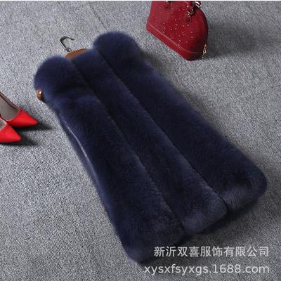 Haining kožešina zimní nový teplý kožešinový vesta dámský středně dlouhý korejská verze slim-fit imitace liščí kožešiny kabát
