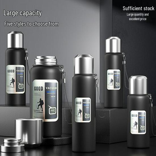 316 Edelstahl Isolierter Doppelnutzungs-Trinkbecher - Große Kapazität Tragbarer Kessel für Studenten