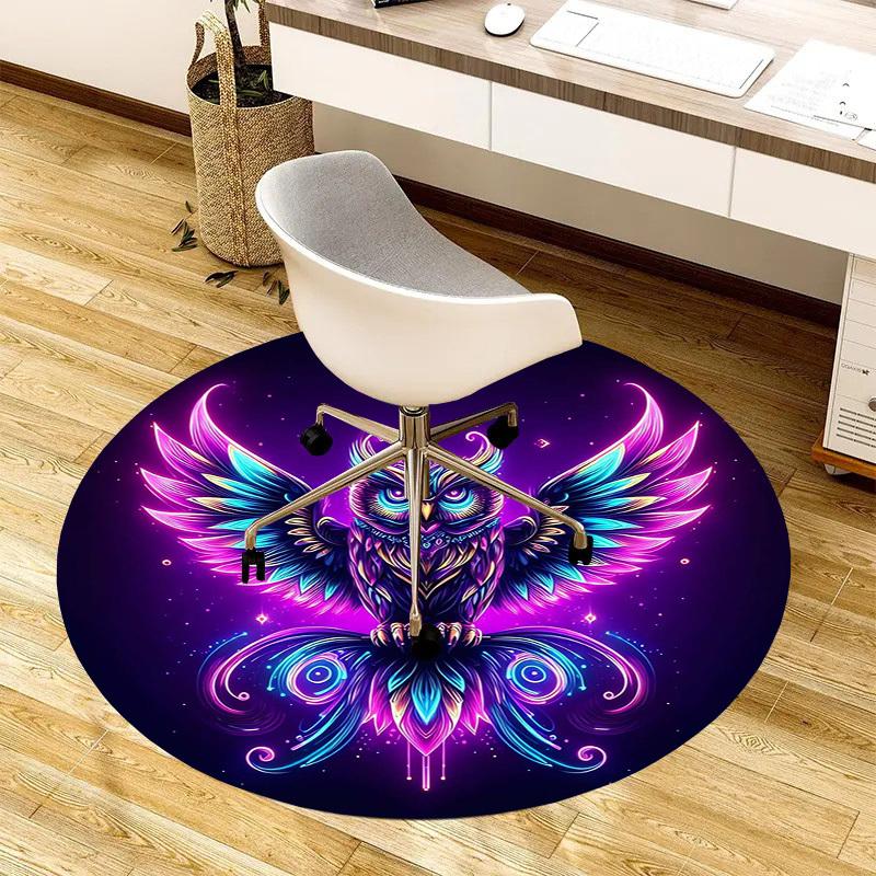 

1pc Office Carpet Chair Mats Neon Owl Artwork Perfect for Decorating Office Chairs, Living Rooms, Or Bedrooms.YDT119 80cm by 80cm