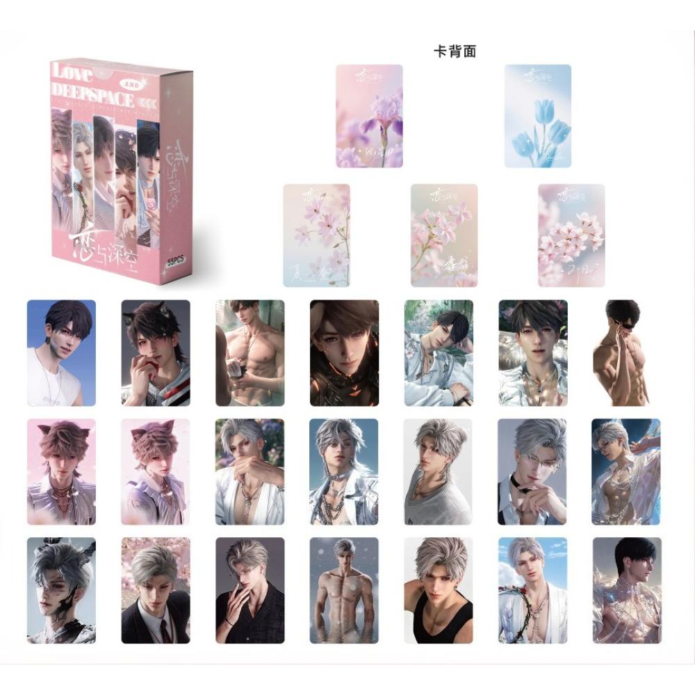 55Pcs Game Love and Deepspace Sylus Rafayel Xavier Zayne Caleb Aesthetic Lomo Card Anime Postcard Photo Cards Fan Collection