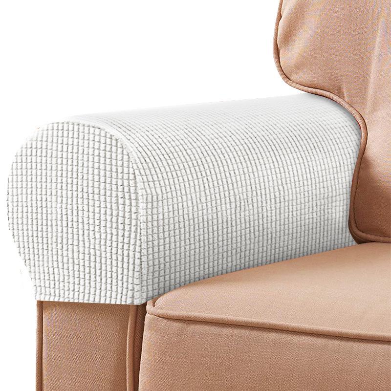 Plaid Stretch Non-Slip Sofa Armrest Cover - Thickened Solid Color Protective Textile