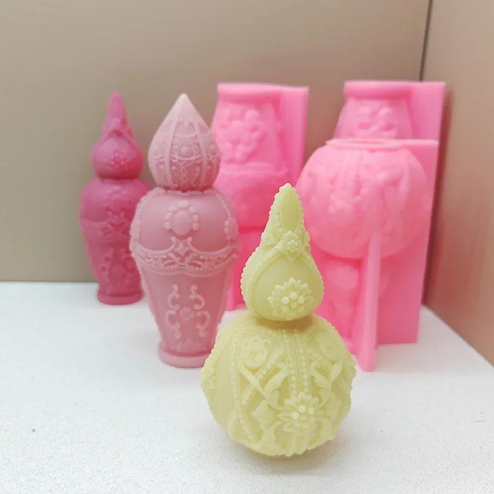 DIY Vase shaped Candle Silicone Mold Geometric Stripe Roman Cylinder Candle Mould Stripe Christmas Tree Cylinder Gypsum Molds
