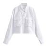 Fashion Style 2024 Autumn New Arrival Women's Stylish Easiest for Match Long Sleeves White Pocket Short Shirt 8857837